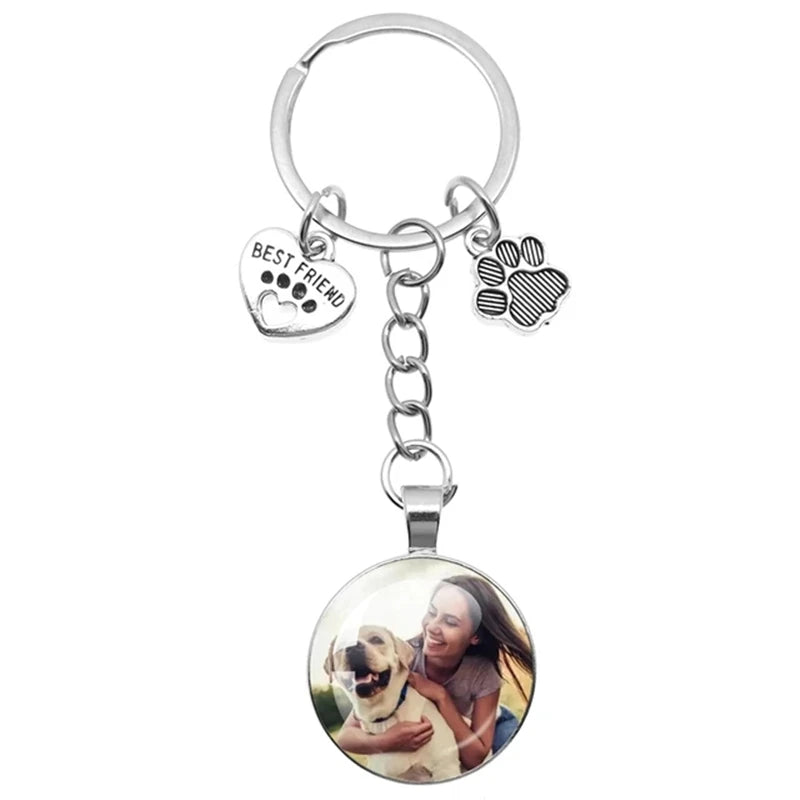 Personalizable Pet Photo Heart Claw Pendant Keychain