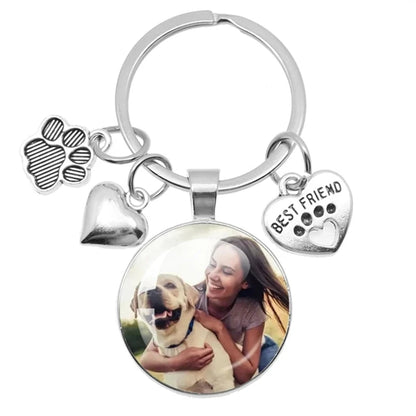 Personalizable Pet Photo Heart Claw Pendant Keychain