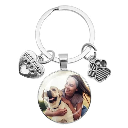 Personalizable Pet Photo Heart Claw Pendant Keychain