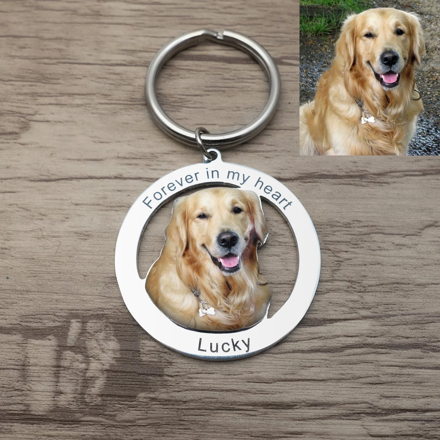 Personalizable Pet Photo Engraved Keychain