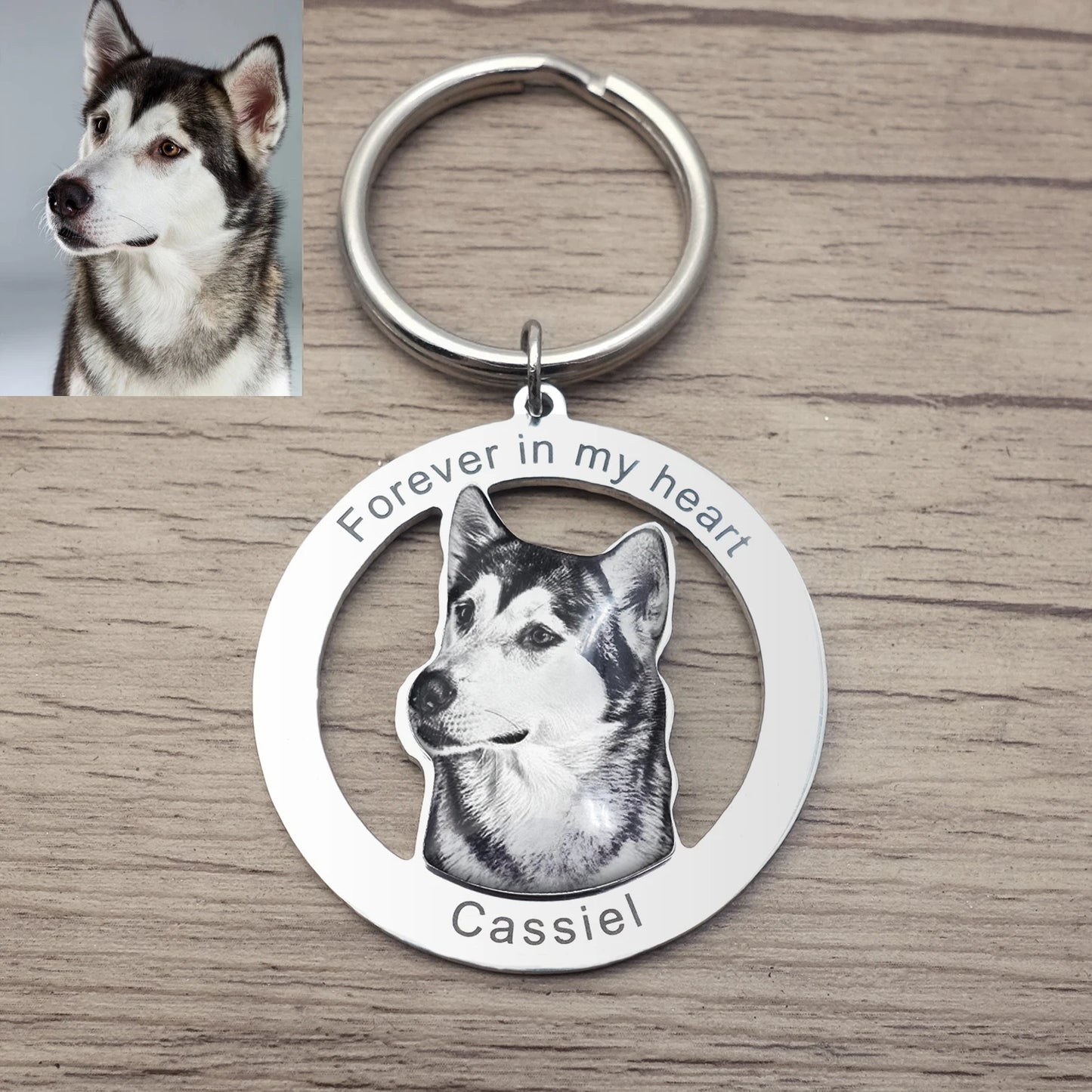 Personalizable Pet Photo Engraved Keychain