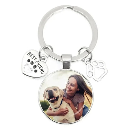 Personalizable Pet Photo Heart Claw Pendant Keychain