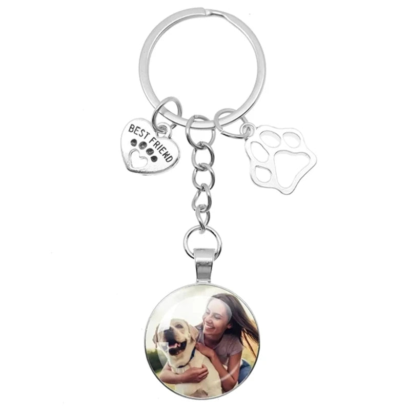 Personalizable Pet Photo Heart Claw Pendant Keychain