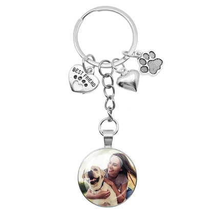 Personalizable Pet Photo Heart Claw Pendant Keychain