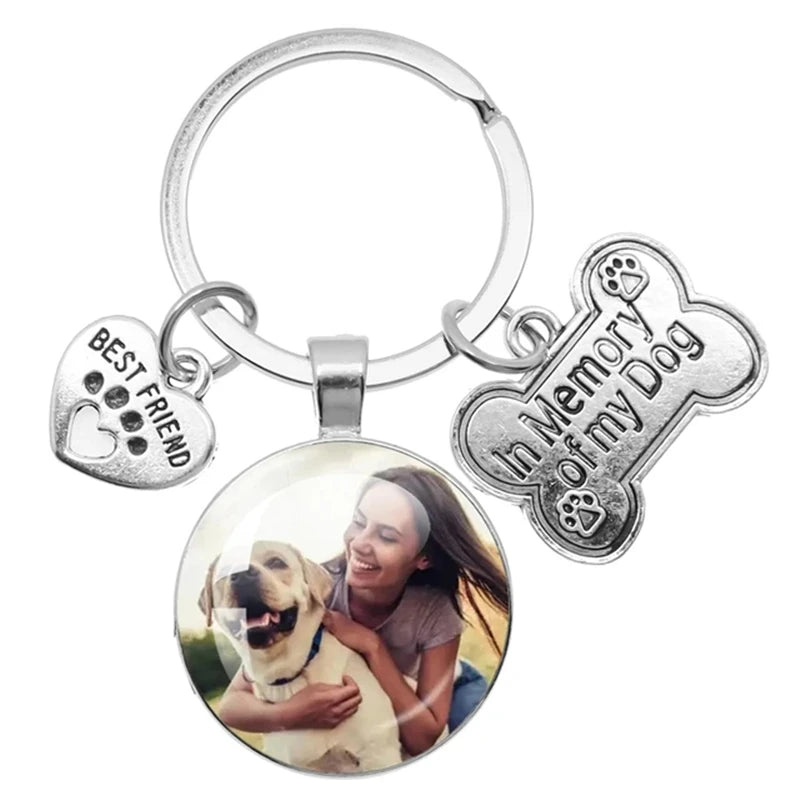 Personalizable Pet Photo Heart Claw Pendant Keychain