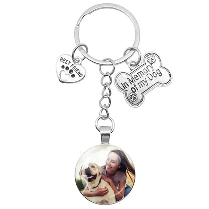 Personalizable Pet Photo Heart Claw Pendant Keychain