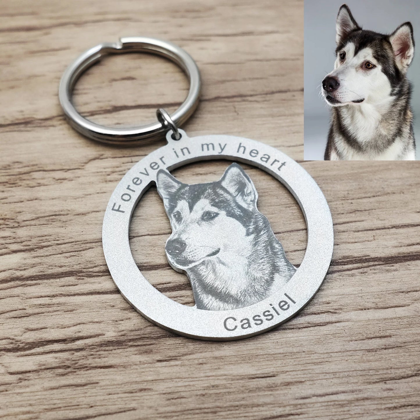 Personalizable Pet Photo Engraved Keychain