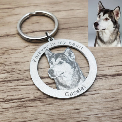 Personalizable Pet Photo Engraved Keychain