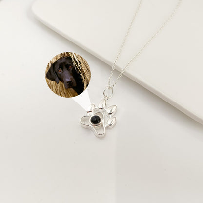 Personalizable Paw Photo Memorial Pendant Necklace